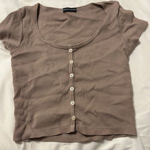 Brandy Melville brown button up shirt